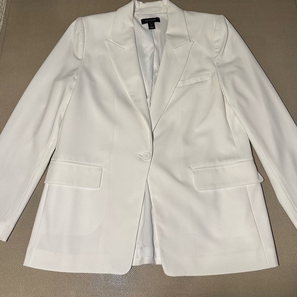 Halogen Single Button White Blazer Euc - image 1